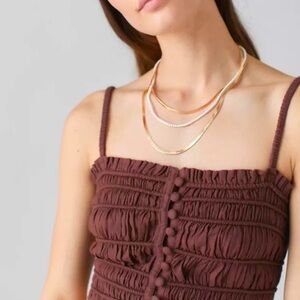 NWT Urban Outfitters Chelsea Linen Blend Ruched Crop Top in Chocolate Brown
